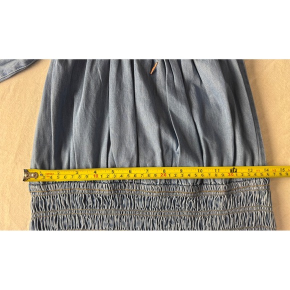 MISA LOS ANGELES Denim Off Shoulder Smocked Waist Midi Dress Blue Size‎ s/m - Picture 5 of 10